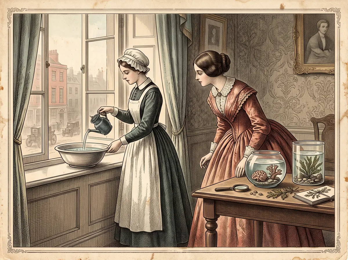 The Victorian Lady Who Kept Corals Alive in Her Drawing Room — With a Maid Pouring Seawater at the Window