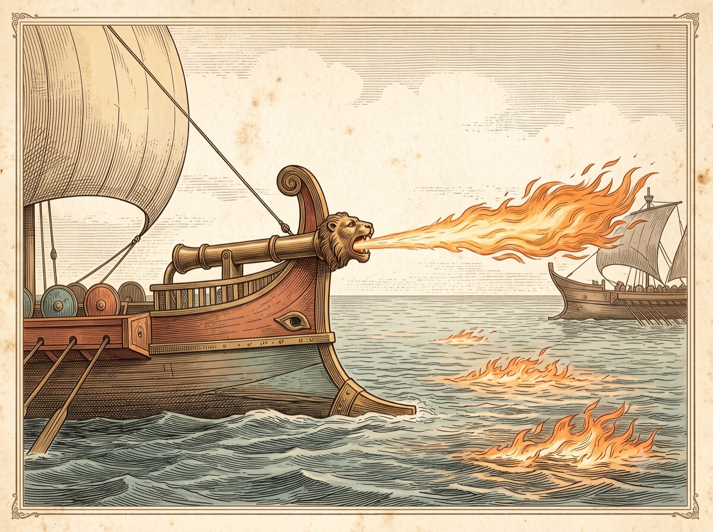 Greek Fire: The Byzantine Weapon That Burned on Water — and Whose Recipe Died With the Empire