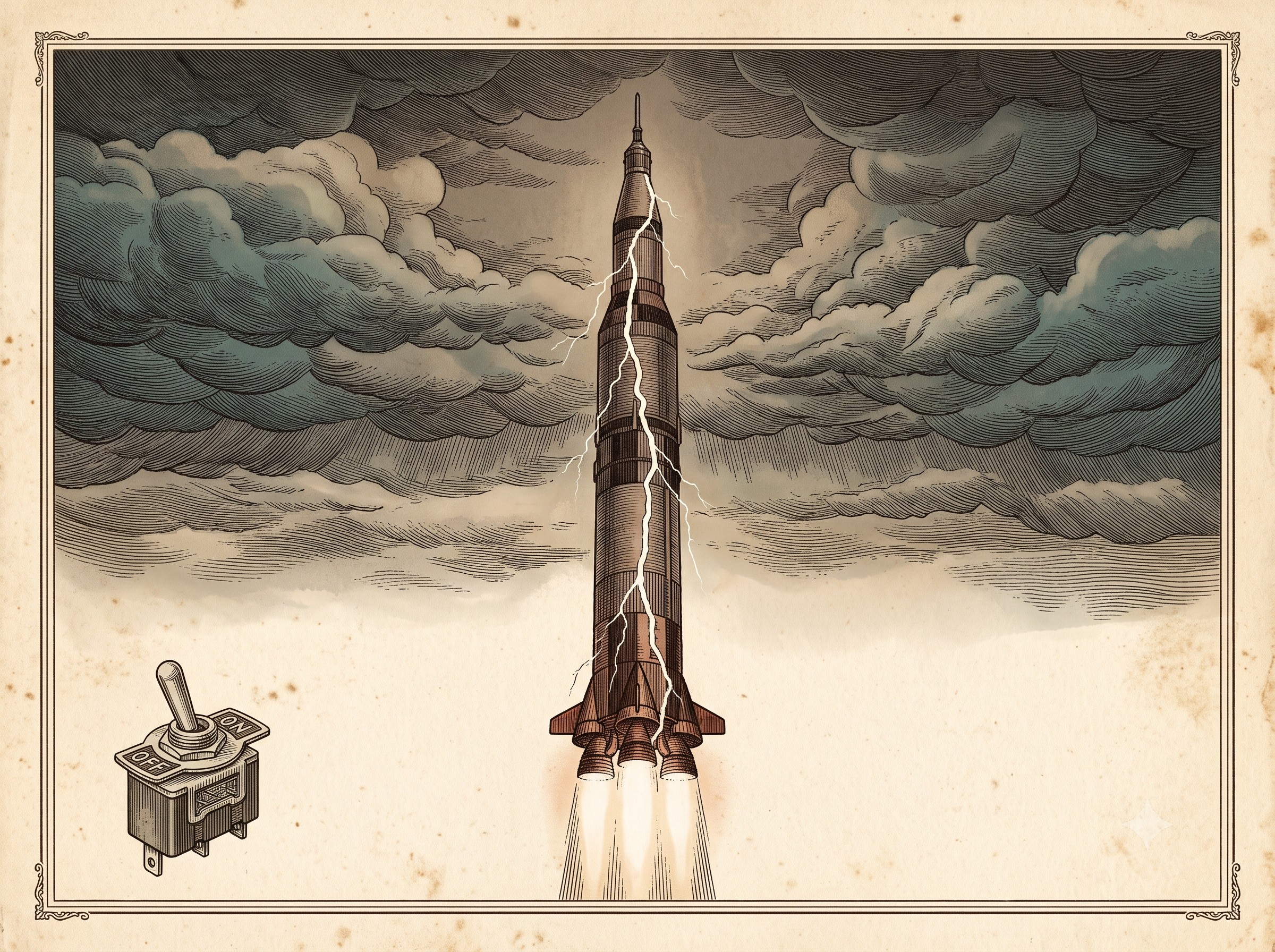 The Moon Rocket Struck by Lightning Twice — and the Switch Nobody in Mission Control Had Heard Of