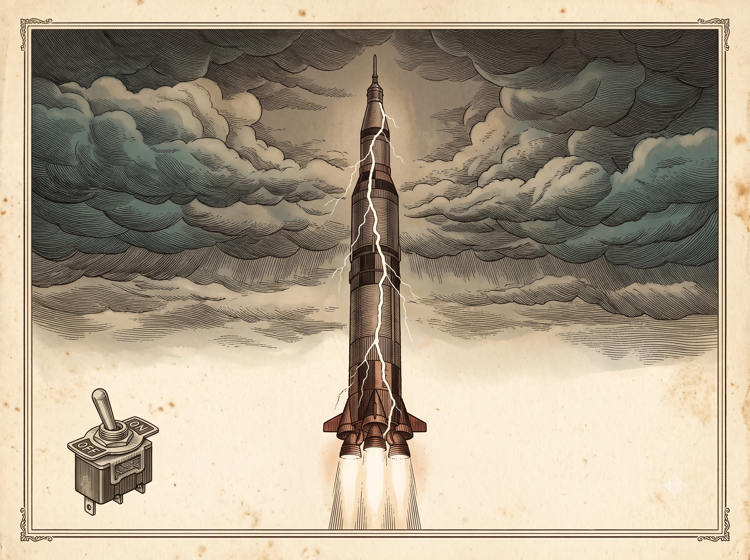 The Moon Rocket Struck by Lightning Twice — and the Switch Nobody in Mission Control Had Heard Of