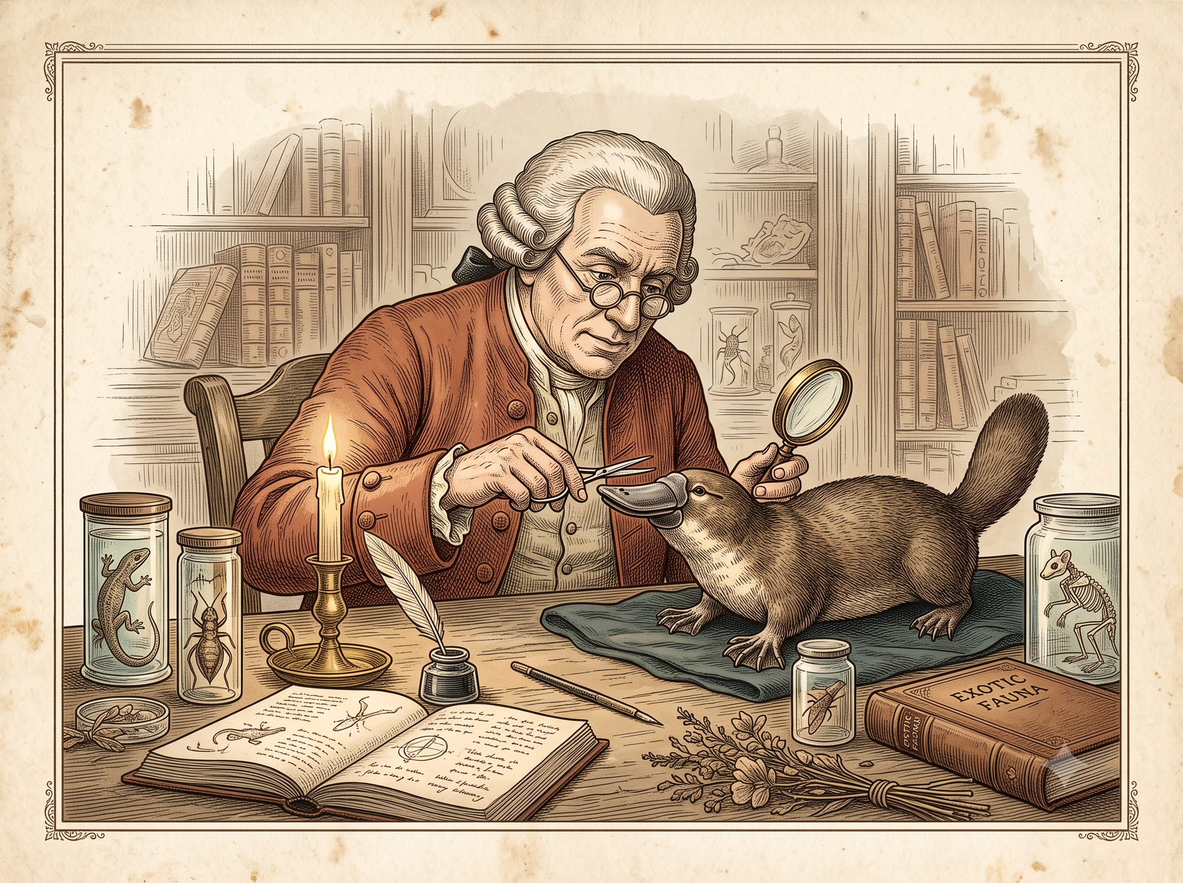 The Platypus Pelt a Museum Keeper Cut Open With Scissors, Hunting for the Stitches