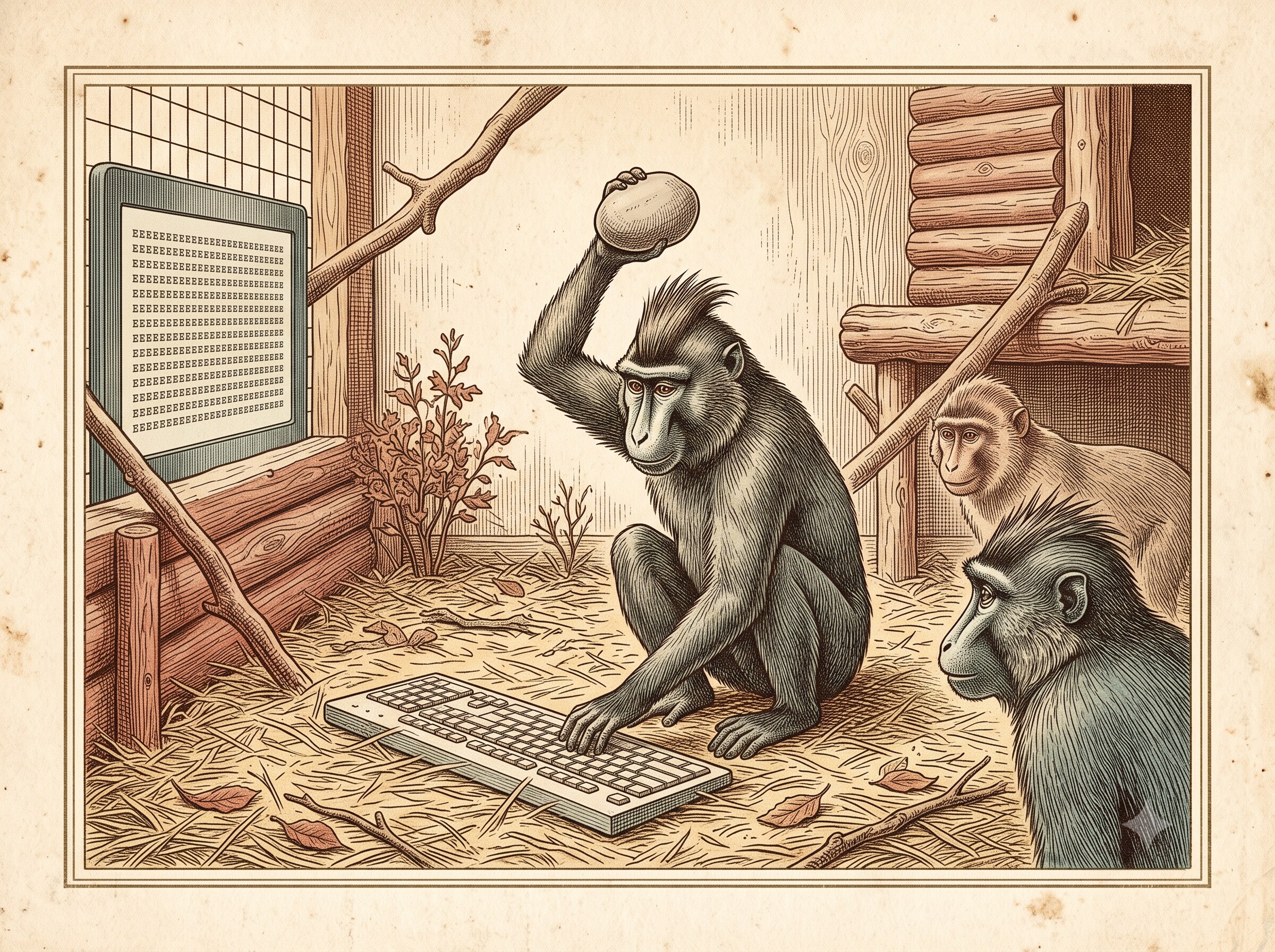 The Six Macaques Given a Keyboard to Write Shakespeare — Who Typed Five Pages of the Letter 'S'