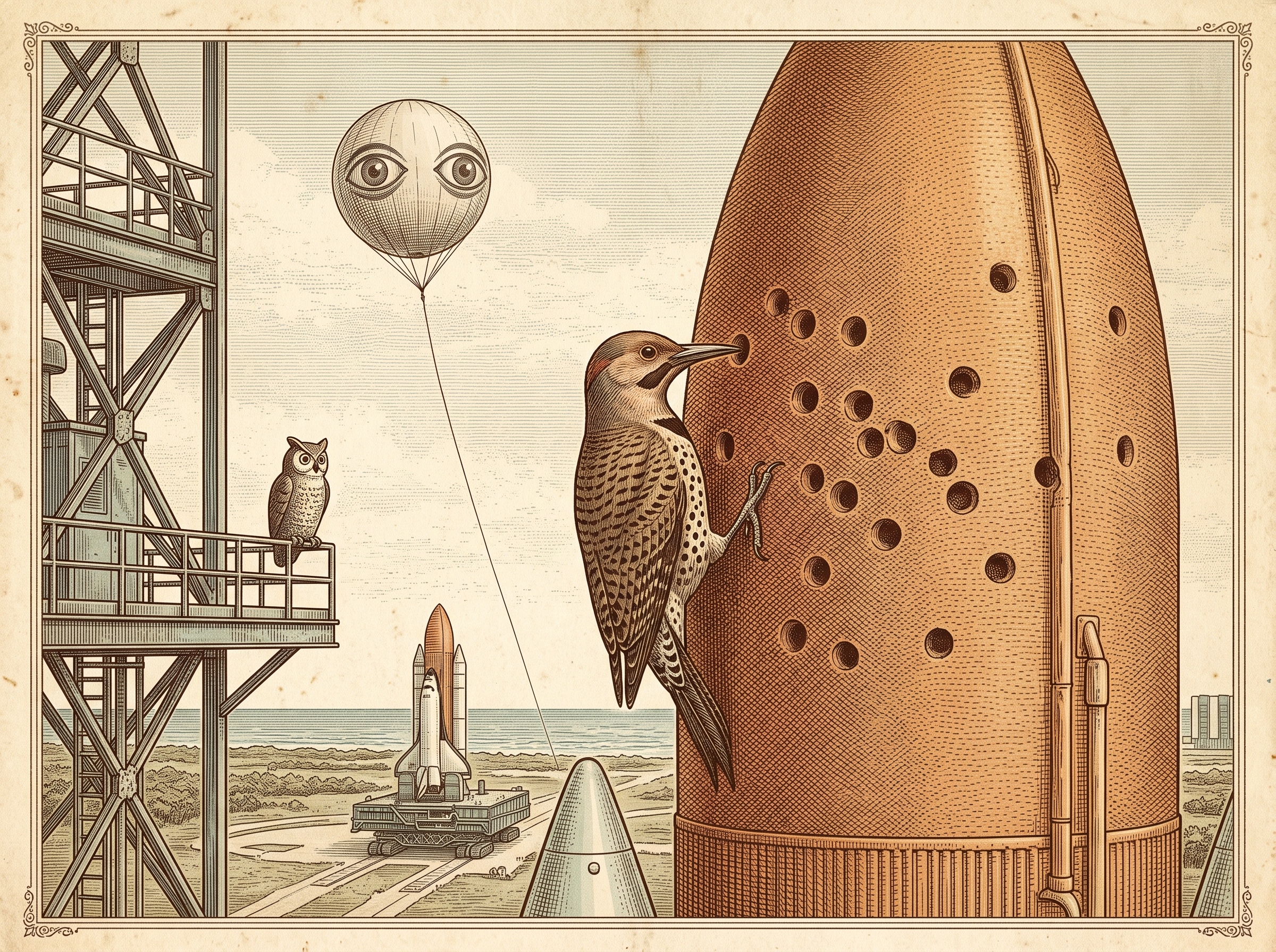The Woodpeckers That Grounded a Space Shuttle — and the Plastic Owls NASA Sent to Guard It
