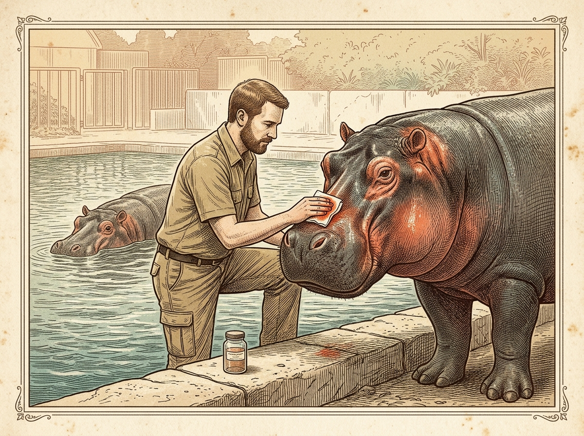 The Zookeepers Who Wiped a Hippo's Face With Gauze to Find Out Why It 'Sweats Blood'